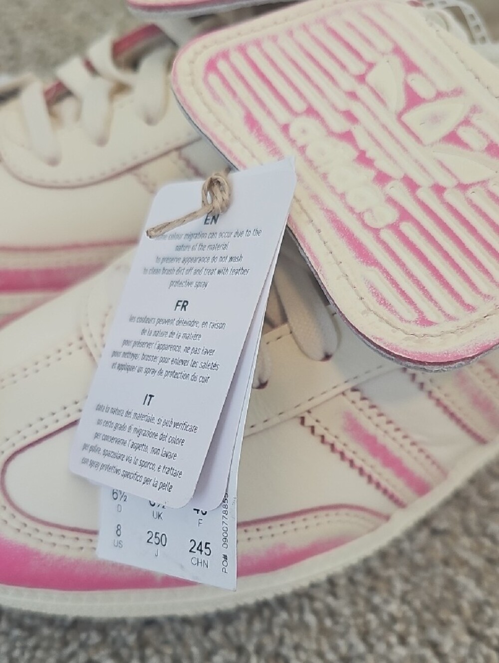 adidas Cream Sneakers with Pink Ombre Accents Long Tongue - Picture 2 of 2